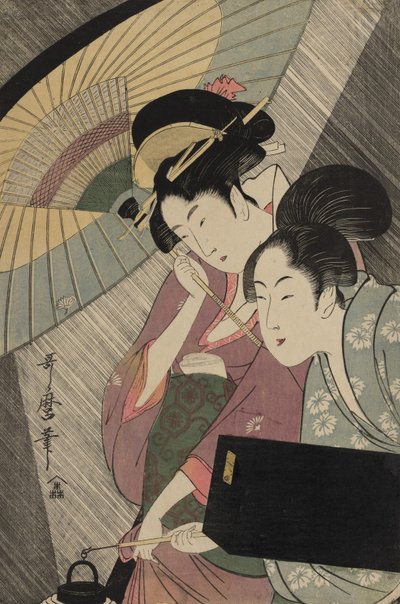 Geisha and Attendant on a Rainy Night, ca. 1797 av Kitagawa Utamaro