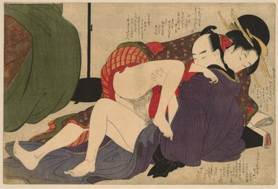 Geisha og kjæresten hennes Negai no itoguchi (serietittel) av Kitagawa Utamaro