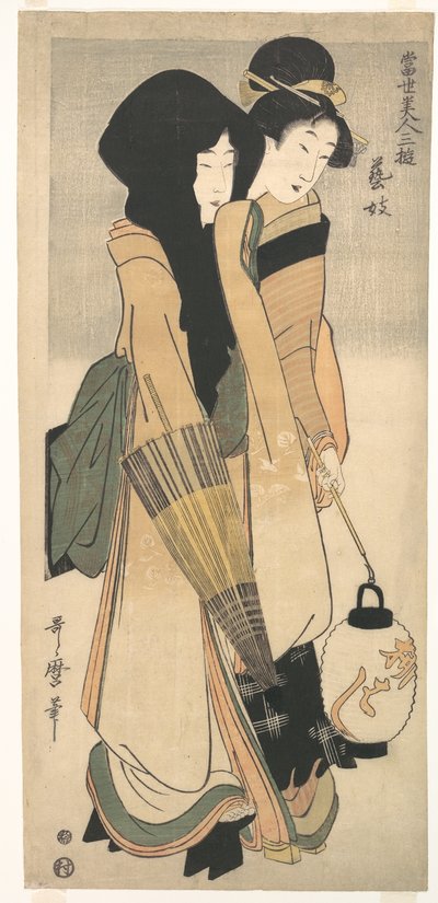 «Geisha» fra serien Tre fornøyelser med samtidens skjønnheter (Tōsei bijin san’yū: Geigi) av Kitagawa Utamaro
