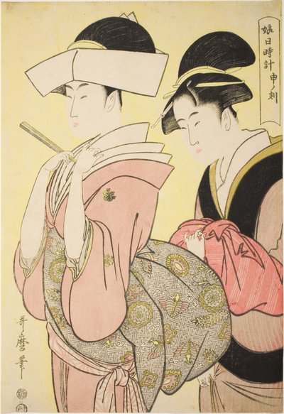 Hour of the Monkey [16:00] (Saru no koku), fra serien "Sundial of Young Women (Musume hi-dokei)" av Kitagawa Utamaro