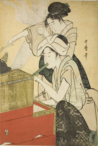 Kjøkken Scene av Kitagawa Utamaro