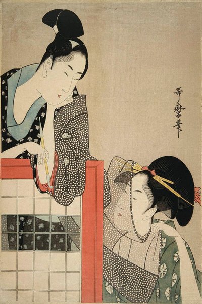 Lady and Gentleman by a Screen, 1797. av Kitagawa Utamaro