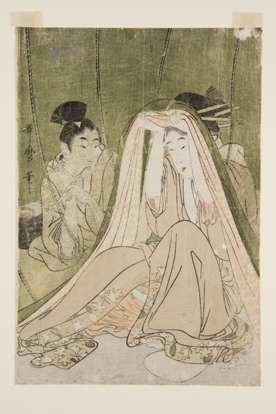 Myggnett (farget treblokktrykk) av Kitagawa Utamaro
