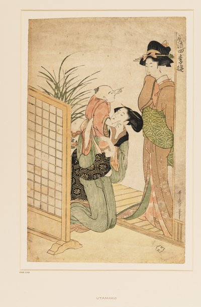 Mor, barn og sykepleier, ca. 1790 (nishiki-e (flerblokk) treblokktrykk) av Kitagawa Utamaro