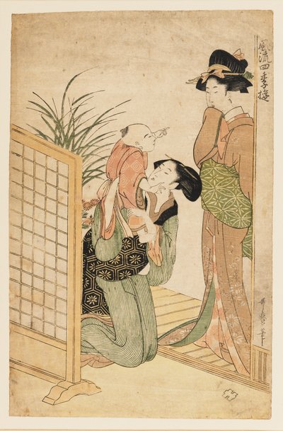 Mor, barn og sykepleier, c1800 av Kitagawa Utamaro