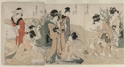 Musashi, Omi, Yamashiro, Idea d Settsu P Lovinse s fra Te Series Fasio na Be si x Jewer Rivers (No Furyu Tama River) av Kitagawa Utamaro
