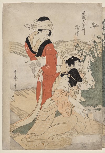 Musashi-provinsen fra serien Fashionable Six Jewel Rivers (Furyu Mu Tamagawa) av Kitagawa Utamaro