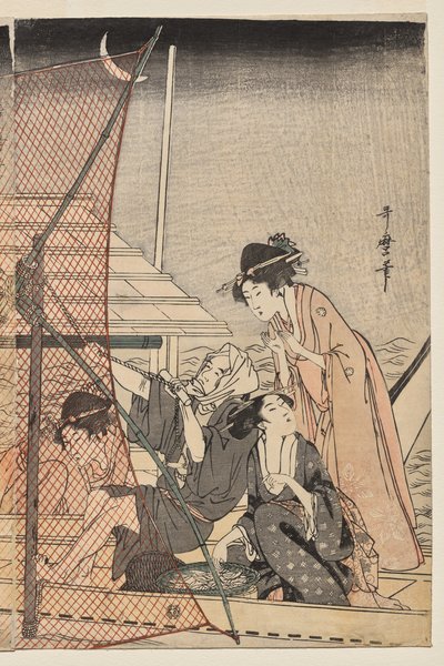 Garnfiske om natten av Kitagawa Utamaro