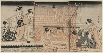 Garnfiske om natten på Sumida-elven, ca. 1800. av Kitagawa Utamaro