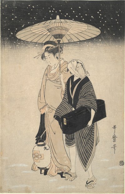 Nattpass i snøen av Kitagawa Utamaro