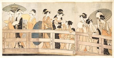 På toppen og under Ryogoku-broen, ca. 1800 av Kitagawa Utamaro