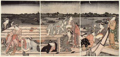 Lystbåter på Sumida-elven av Kitagawa Utamaro