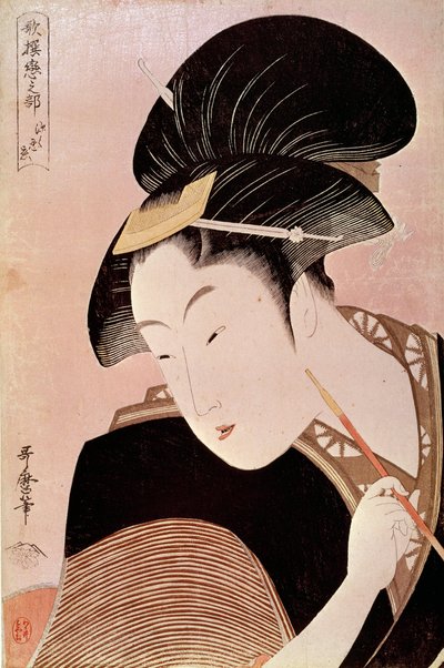 Portrett av kvinne japansk trykk av Utamaro Kitagawa (1753-1806) av Kitagawa Utamaro