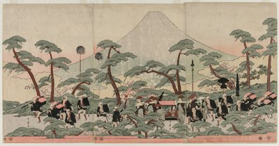 Prosesjon ved foten av Fuji-fjellet av Kitagawa Utamaro
