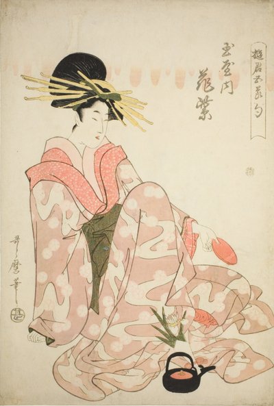 Courtesan Hanamurasaki fra Tamaya, fra serien "Courtesans of the Five Festivals (Yukun gosekku)" av Kitagawa Utamaro