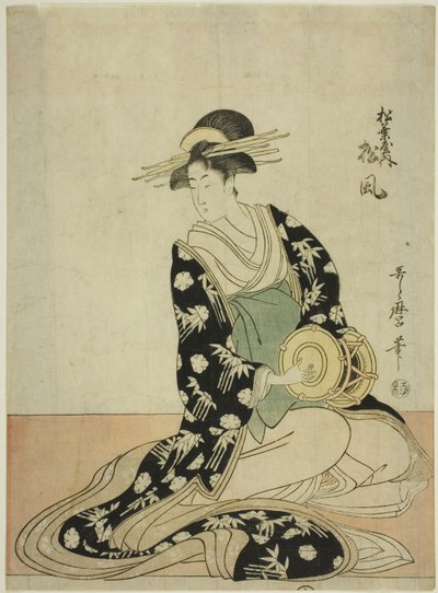 Courtesan Matsukaze fra Matsubaya, fra en serie uten tittel med kurtisaner fra Matsubaya som fem musikere av Kitagawa Utamaro