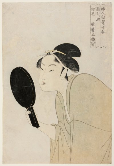 Den interessante typen (Omoshiroki so), fra serien "Ten Types in the Physiognomic Study of Women" ("Fujin sogaku juttai") av Kitagawa Utamaro