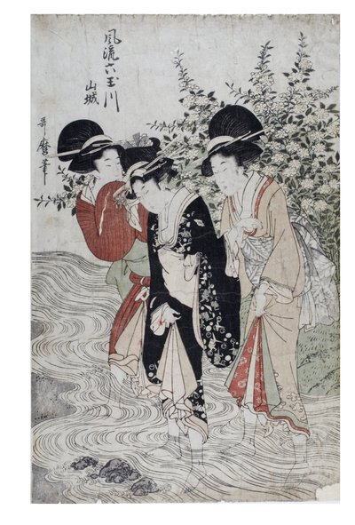 Tre Bijin i elven, Edo-perioden, ca. 1790–1804 (tresnitt på papir) av Kitagawa Utamaro