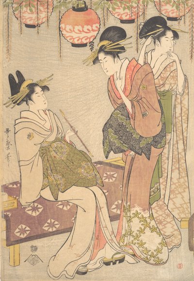 Tre kurtisaner, sent på 1700-tallet - begynnelsen av 1800-tallet. av Kitagawa Utamaro