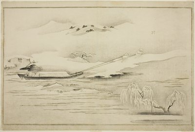 Towing a Barge in the Snow, fra albumet The Silver World av Kitagawa Utamaro