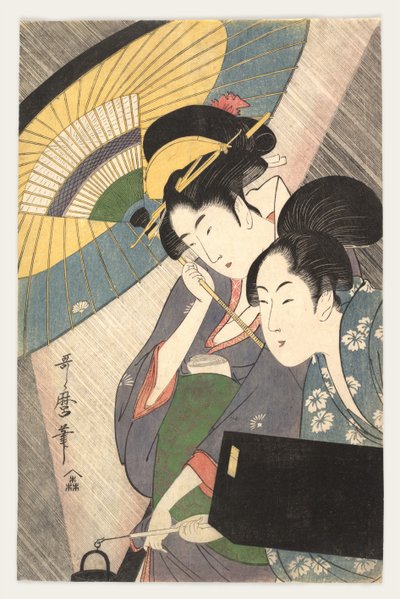 To kvinner under en paraply, 1790-tallet av Kitagawa Utamaro