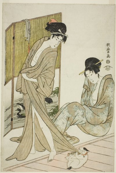 To unge kvinner etter et bad av Kitagawa Utamaro