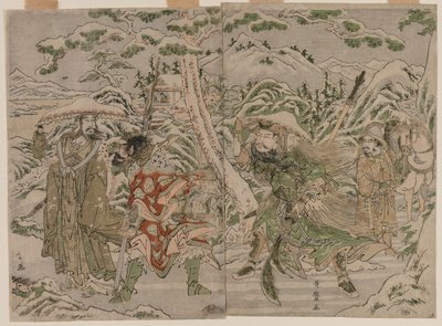 Vinterscene fra Romance of the Three Kingdoms, ca. 1790. av Kitagawa Utamaro