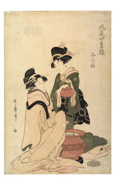 Winter fra serien Elegant Pleasures of the Four Seasons, ca. 1758-1806 (treblokktrykk på papir) av Kitagawa Utamaro