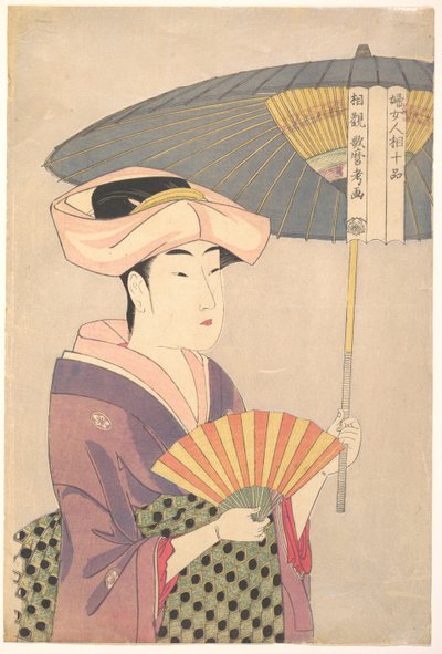 Woman Holding Up a Parasol, fra serien Ten Types in the Physiognomic Study of Women, ca. 1793 av Kitagawa Utamaro
