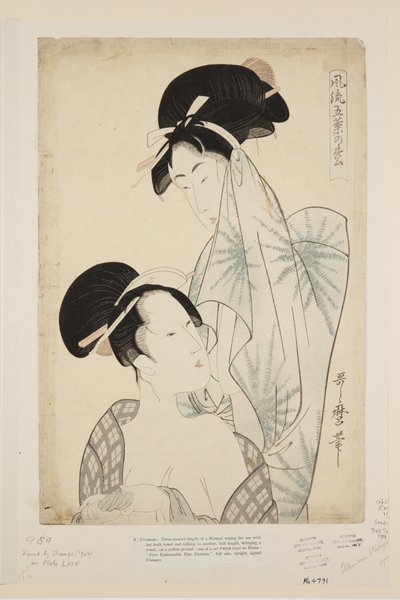 Kvinner etter badet (farget treblokktrykk) av Kitagawa Utamaro