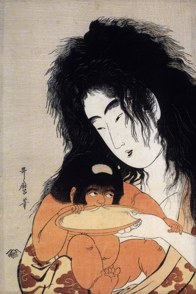 Yamauba og hennes sønn Kintaro, japansk stempel, ca. 1804-05 (trykk) av Kitagawa Utamaro