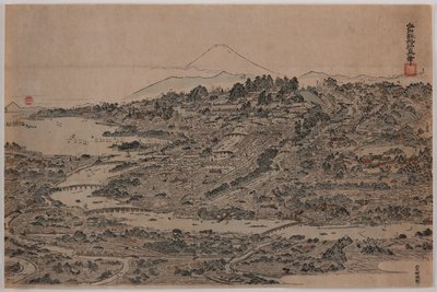 Fugleperspektiv av Edo, ca. 1800–1810 (tresnitt på papir) av Kitao Masayoshi