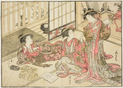 Kurtisaner fra Kado Daikokuya, fra boken "Mirror of Beautiful Women of the Pleasure Quarters (Seiro bijin awase sugata kagami)," vol. 2 av Kitao Shigemasa