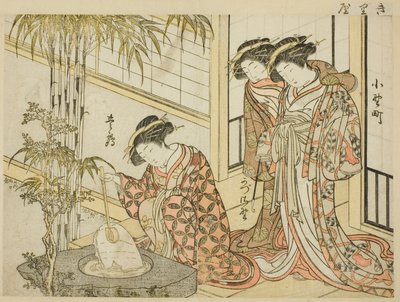 Curtezane ale lui Maruya, din cartea „Oglinda femeilor frumoase din cartierele plăcerii (Seiro bijin awase sugata kagami)” vol. 2 norvegiană av Kitao Shigemasa