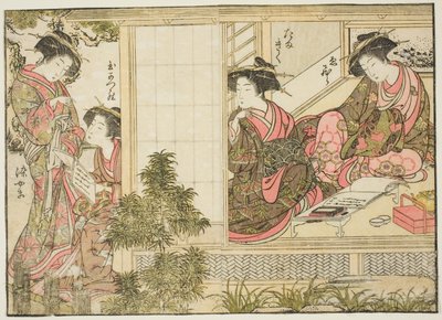 Courtesans of Oebuji, fra boken "Mirror of Beautiful Women of the Pleasure Quarters (Seiro bijin awase sugata kagami)," vol. 2 av Kitao Shigemasa
