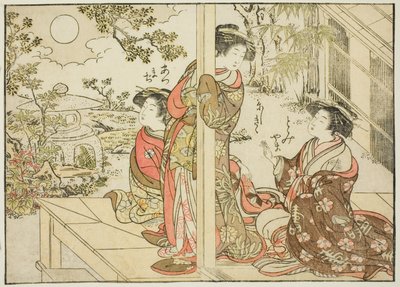 Kurtisaner fra Yotsumaya, fra boken "Mirror of Beautiful Women of the Pleasure Quarters (Seiro bijin awase sugata kagami)," vol. 2 av Kitao Shigemasa