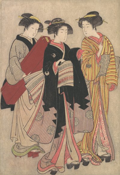 To geishaer ute på tur, 1739-1820. av Kitao Shigemasa