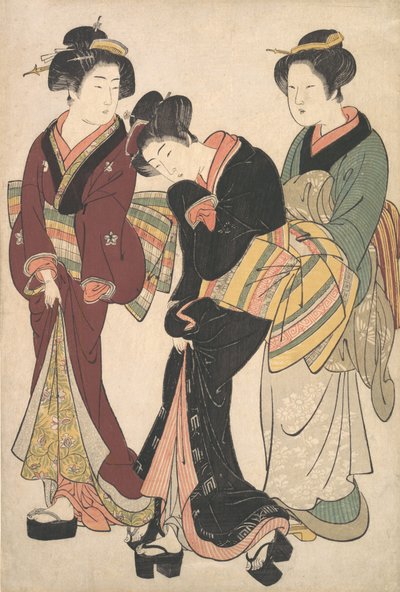 To geishaer og en hushjelp, ca. 1790. av Kitao Shigemasa