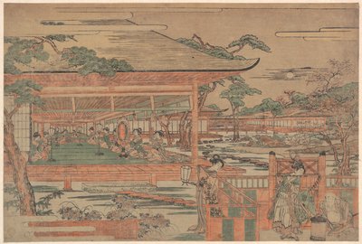 Ushiwaka, den unge Yoshitsune, spiller en serenade for Jorurihime av Kitao Shigemasa