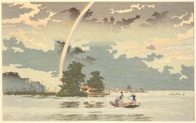 Utsikt i skumringen, Hashiba, Tokyo av Kiyochika Kobayashi