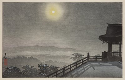 Cool Moon Evening at Kiyomizudo i den østlige hovedstaden (T? Til Kiyomizud? Hiya Tsukiyo) (Color Woodblock Print) av Kiyochika Kobayashi