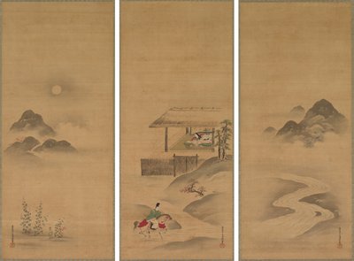 Minamoto no Nakakuni besøker Lady Kogō av Kiyohara Yukinobu