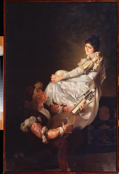 A Love Song (A Love Song) - Maleri av Klavdi Stepanovich Stepanov (1854-1910), olje på lerret av Klavdi Petrovich Stepanov