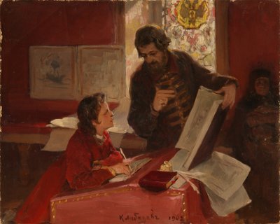 Nikita Zotov underviser unge Peter I, 1902 av Klavdiy Vasilievich Lebedev