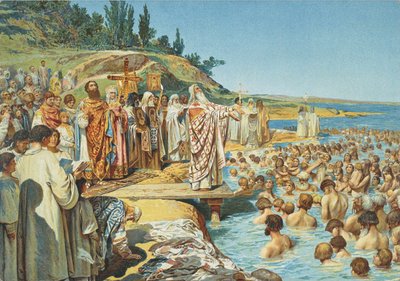 Dåpen til innbyggerne i Kiev i 988 av Klavdiy Vasilievich Lebedev