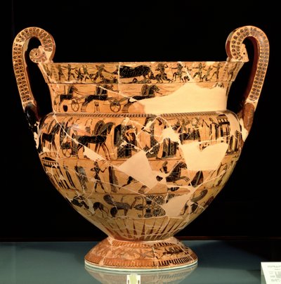 Side B av Francois-vasen, laget av Ergotimos (fl.575-560 f.Kr.) ca. 570 f.Kr. (keramikk) av Kleitias Kleitias