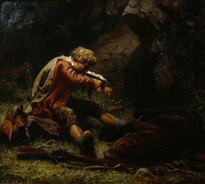Såret bjørnejeger av Knud Bergslien