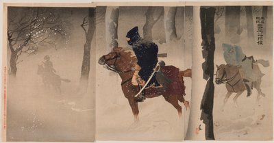 Speidere nær Nuizhuang på en snørik natt av Kobayashi Kiyochika