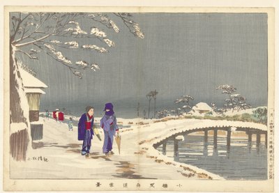 Snølandskap ved Hikifune i Koume Koume Hikifunedo sekkei (tittel på objekt) av Kobayashi Kiyochika