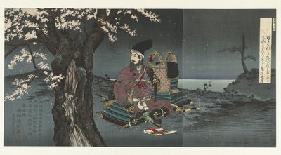 Taira no Tadanori under et kirsebærtre av Kobayashi Kiyochika